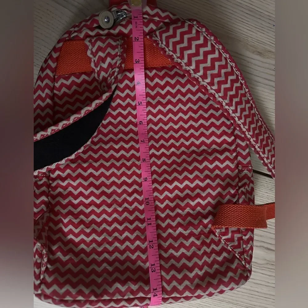 Kipling Seoul Small Backpack red and white zig zag pattern - OS